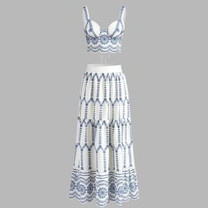 COMMENSE Printed Sleeveless Tie Back Skirt Set